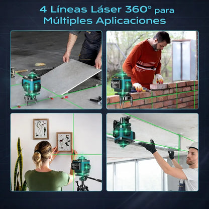 Nivel Laser 12 Lineas Verde 360 + Tripode 1.5m Ajustable