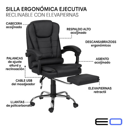 Silla De Oficina Profesional Ergonomica Reclinable Ajustable