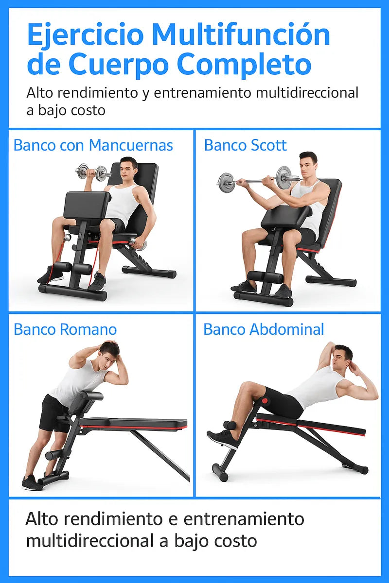 Banca Multifuncional Gym Maquinas De Ejercicios Abdominales