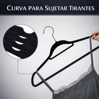 Set 30 Gancho Ropa Eoland Colgadores Terciopelo Negro Antideslizante Organizador Clóset