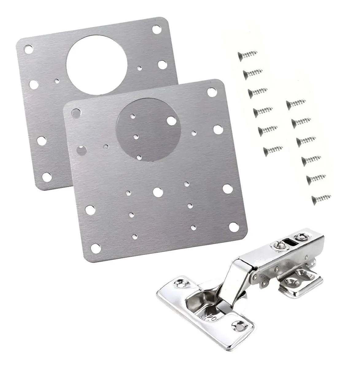 Bisagra Semicurva 35mm Con Tornillos + 2 Placa De Reparacion Bisagra Semicurva Qatarshop
