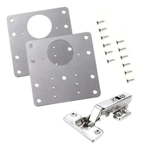 Bisagra Semicurva 35mm Con Tornillos + 2 Placa De Reparacion Bisagra Semicurva Qatarshop