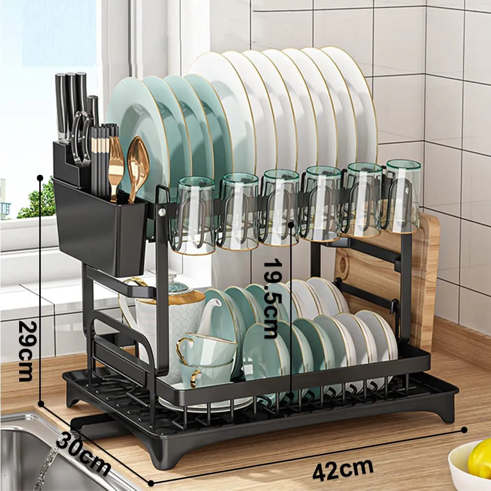 Secador De Platos Escurridor De Loza Acero Cocina 2 Niveles