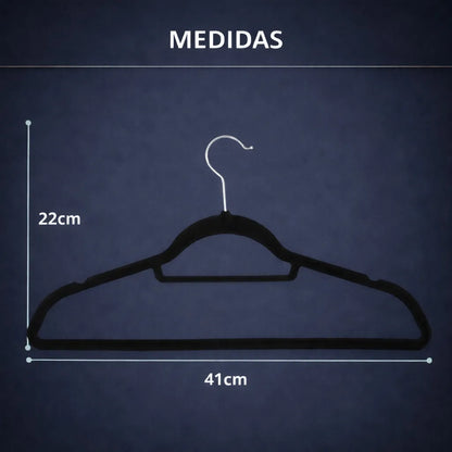 Set 100 Gancho Ropa Eoland Colgadores Terciopelo Negro Antideslizante Organizador Clóset