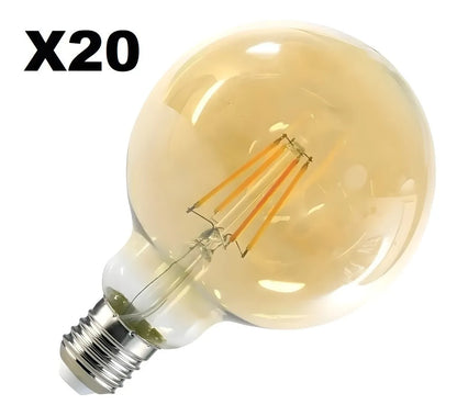 X20 Ampolletas Vintage Ampolleta Led E27 Filamento Globo 6w G80