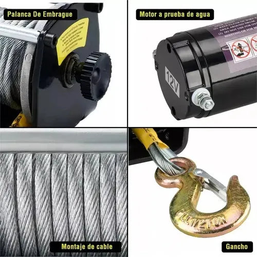 Winche Electrico 3000 Lbs 12v Control Alambrico Kit Arrastre