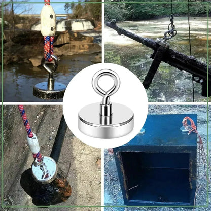 Pack 2 Iman Neodimio Pesca Imanes Neodimio Gancho 60mm 120kg