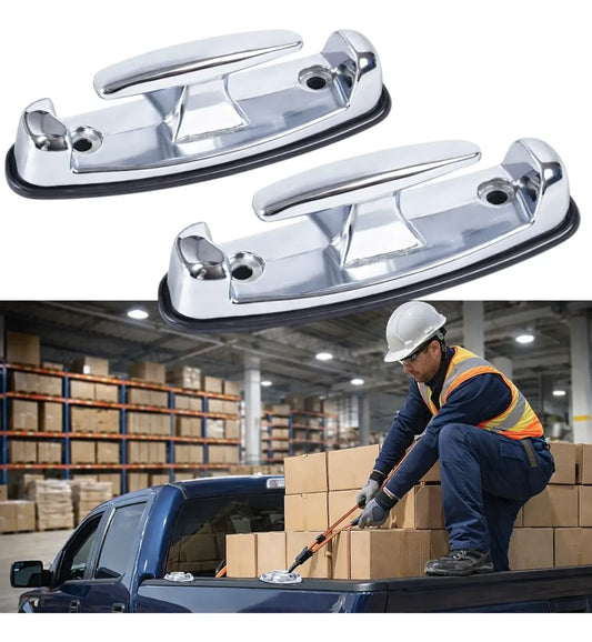 Set X2 Ganchos De Amarre Universal Camionetas Pick Up 4x4 Plateado