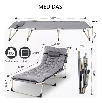 Cama Plegable Camping Catre Portatil Colchon Descanso Verano