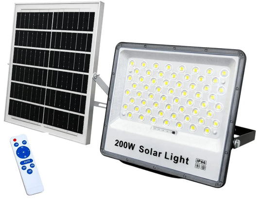2x Foco Reflector Solar 200w Led Sensor Movimiento Exterior Negro Blanco Frío