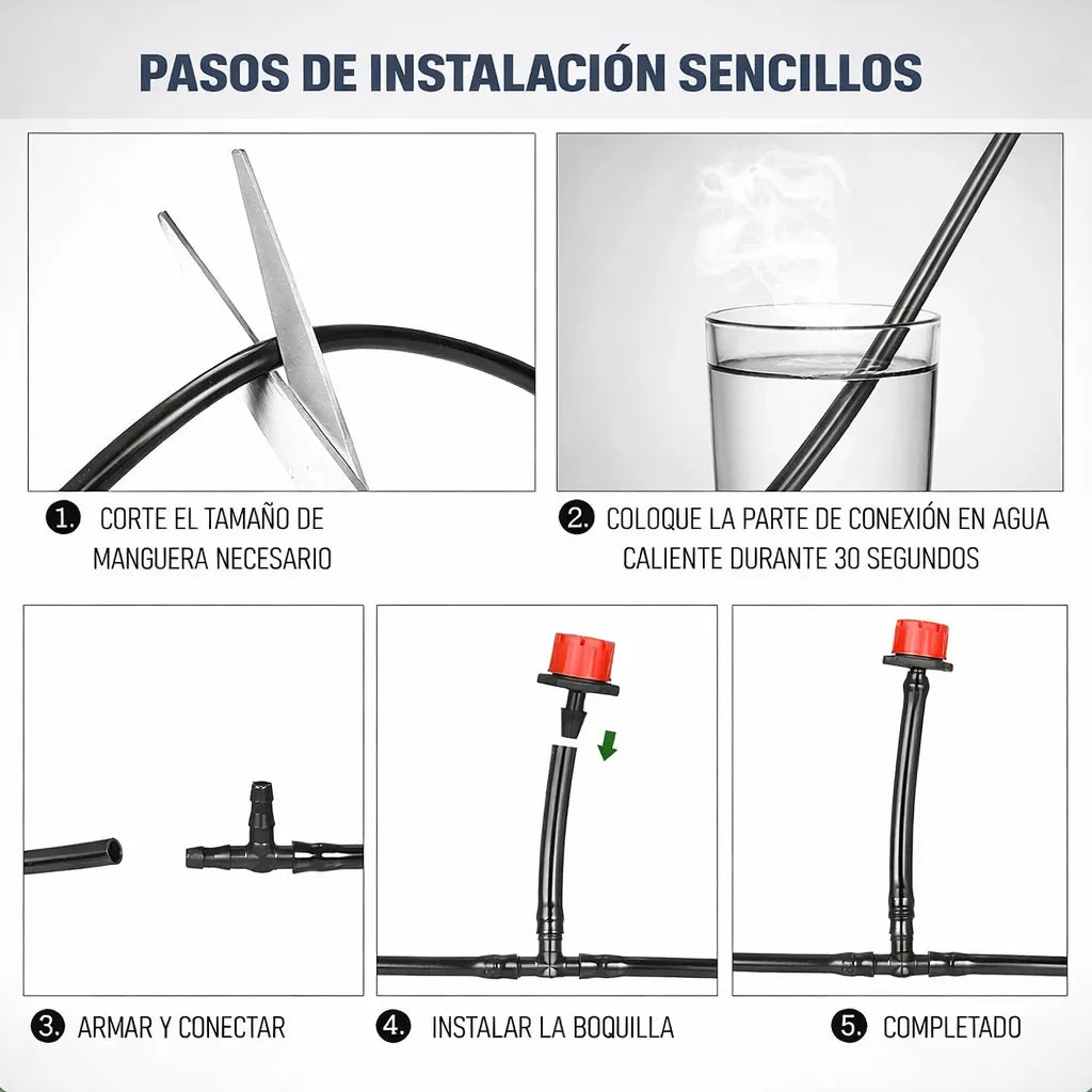 Kit Sistema Riego Agua Goteo Autocompensado Jardin 20 Metros