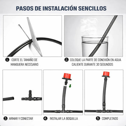 Kit Sistema Riego Agua Goteo Autocompensado Jardin 20 Metros