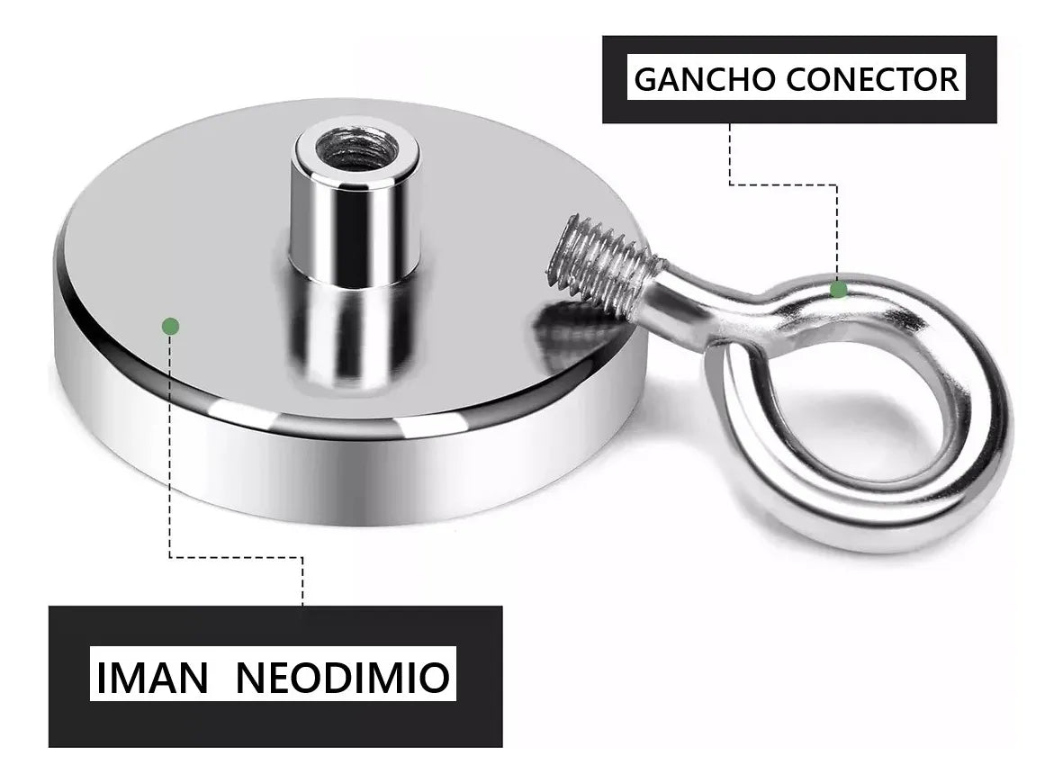 Pack 3 Iman Neodimio Pesca Imanes Neodimio Gancho 60mm 120kg