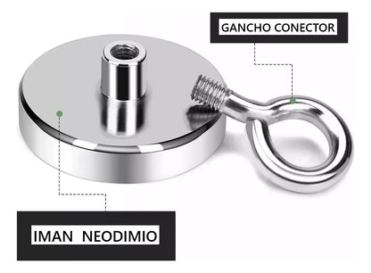 Pack 3 Iman Neodimio Pesca Imanes Neodimio Gancho 60mm 120kg