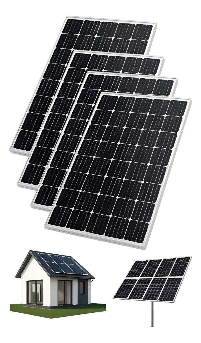 Pack X4 Panel Solar Casa Monocristalino Fotovoltaico 50w 12v