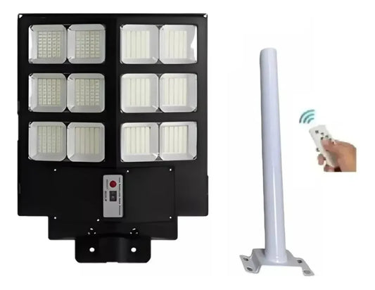 Foco Solar Led Exterior 600w 6500k + Poste + Control Remoto