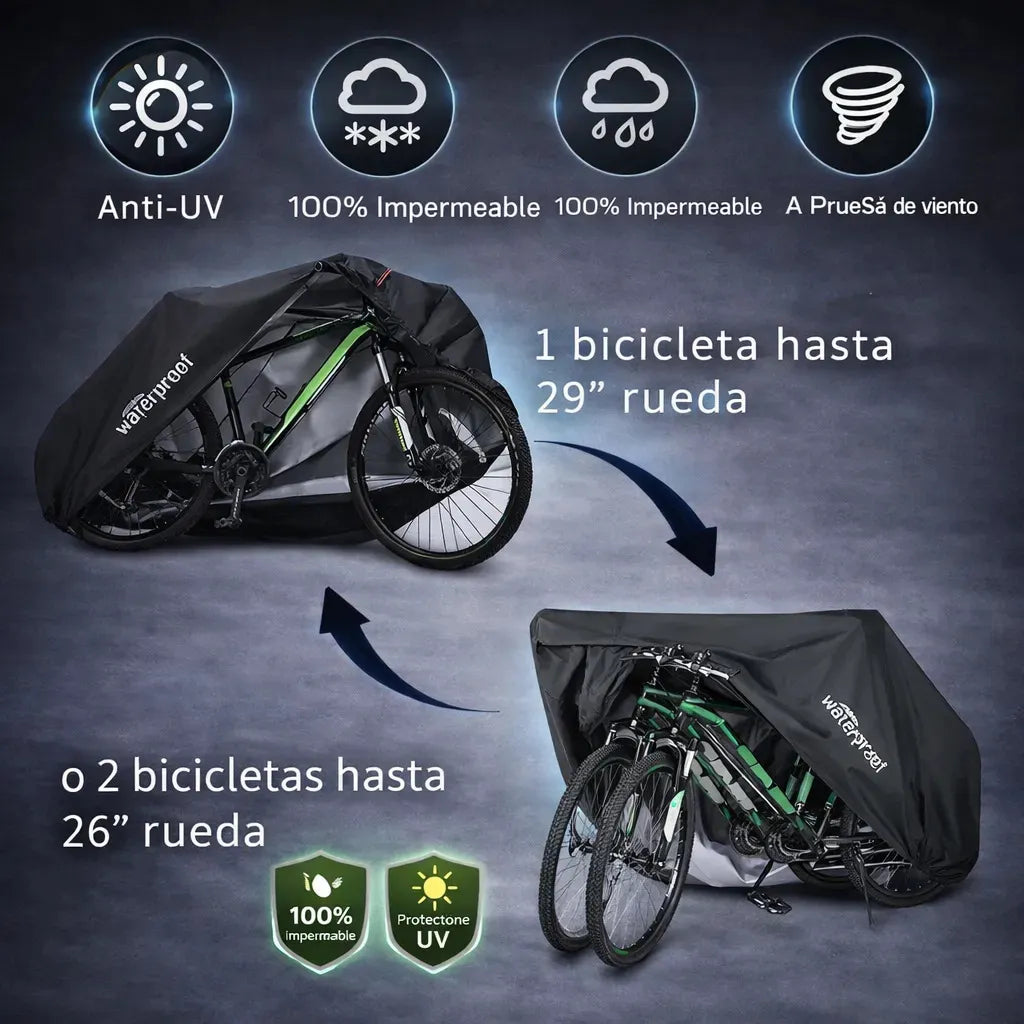 Lona Funda Moto Eoland Impermeable Bicicleta 110x200cm Exterior Proteccion Lluvia Sol Uv Ajuste Elastico Alta Resistencia Negro
