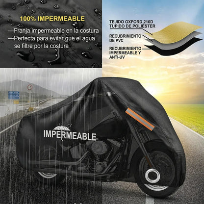 Lona Funda Moto Eoland Impermeable Bicicleta 110x200cm Exterior Proteccion Lluvia Sol Uv Ajuste Elastico Alta Resistencia Negro