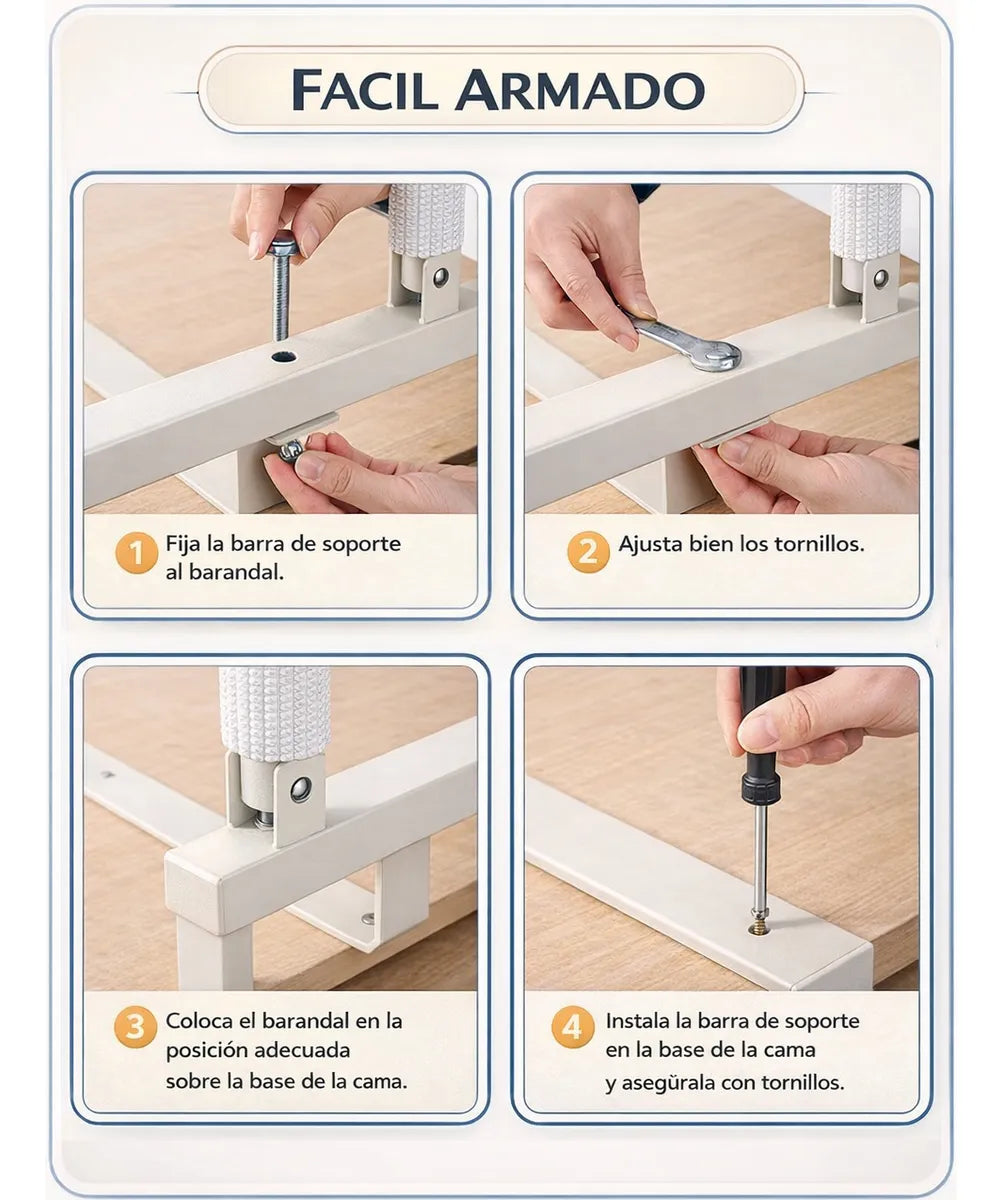 Baranda Cama Seguridad Bebe Reja Barrera Plegable Ancianos