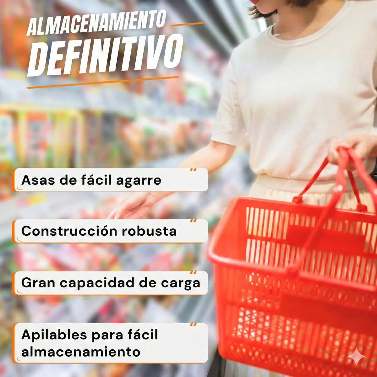 Pack X5 Canastos Cesta Mano Compras Supermercado Minimarket