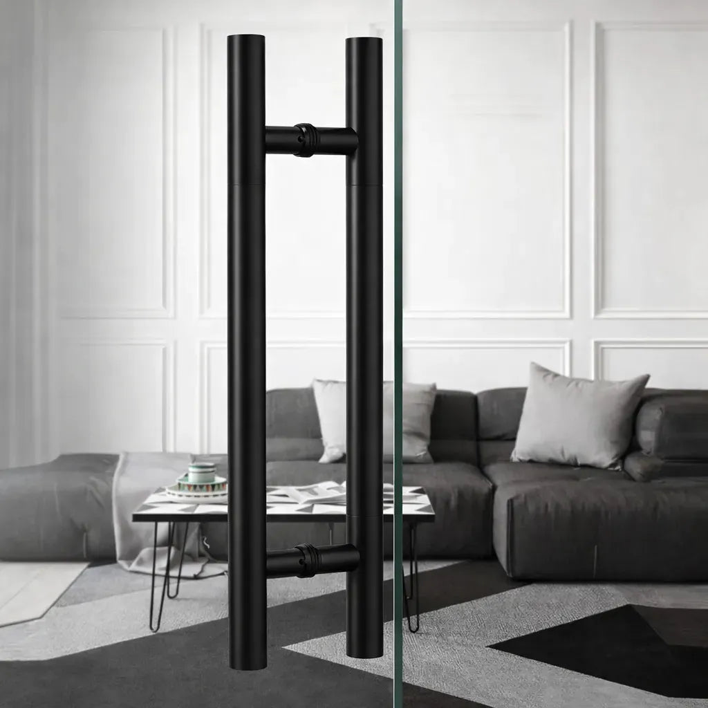 Manillon Negro Para Puertas Acero 49 Cm Puerta Vidrio Madera Negro