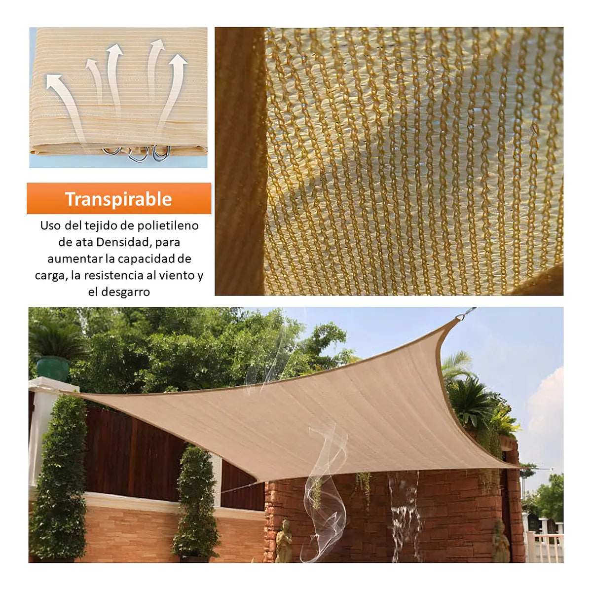 Toldo Terraza Malla Rachel Toldo Vela Sombra 2x3 Rectangular