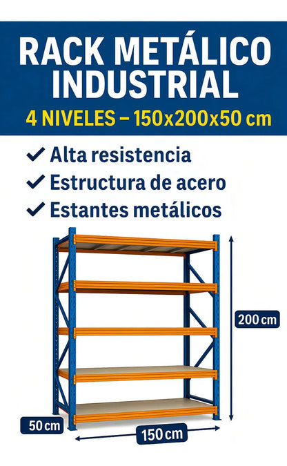 X2 Rack Estanteria Metalica Repisa Racks Bodega 200x150x50cm