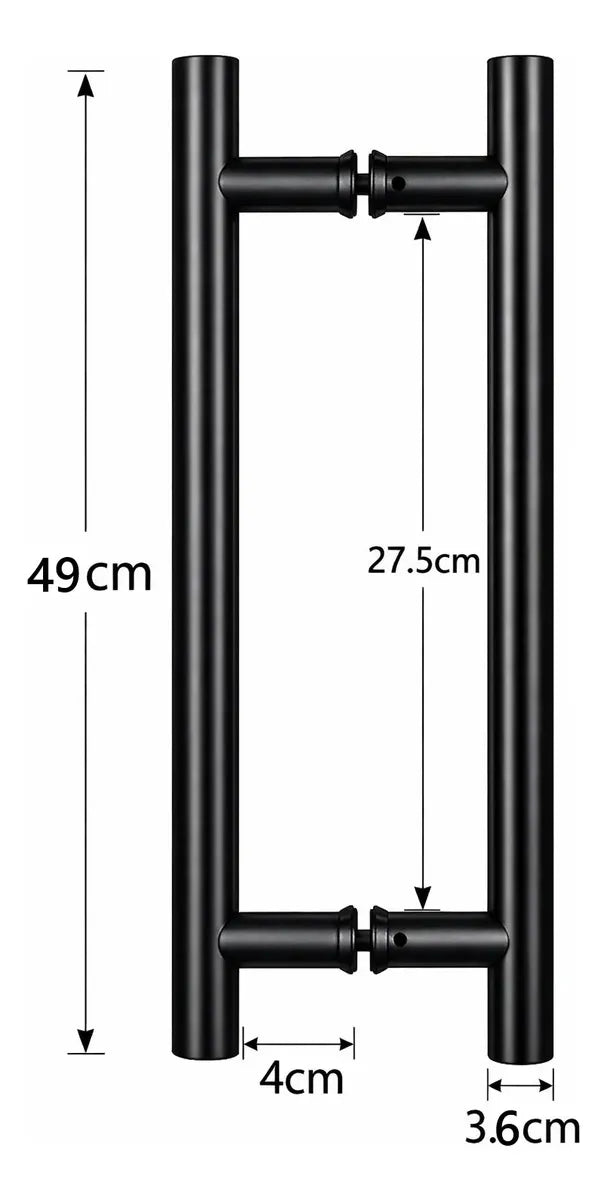 Manillon Negro Para Puertas Acero 49 Cm Puerta Vidrio Madera Negro
