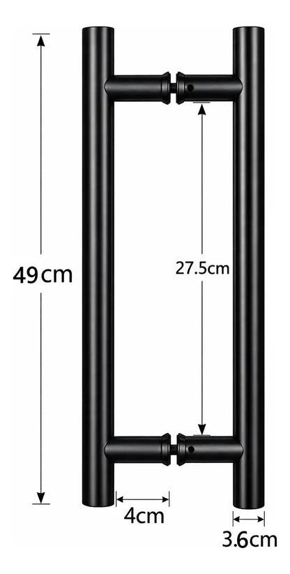 Manillon Negro Para Puertas Acero 49 Cm Puerta Vidrio Madera Negro