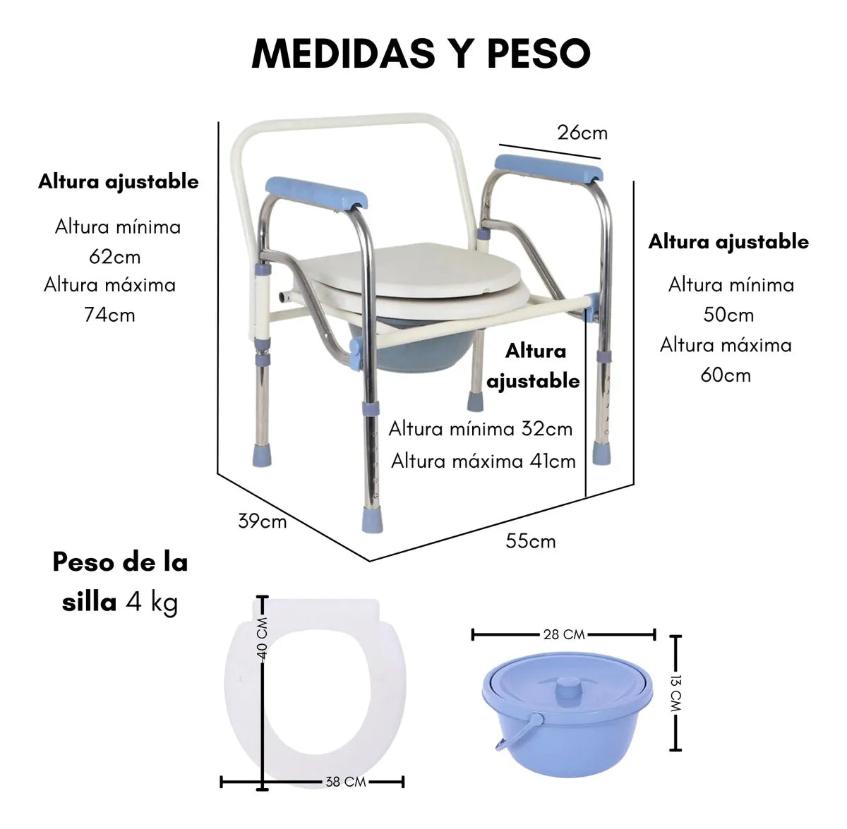 Baño Inodoro Silla Portatil Plegable Wc Baño Discapacitado