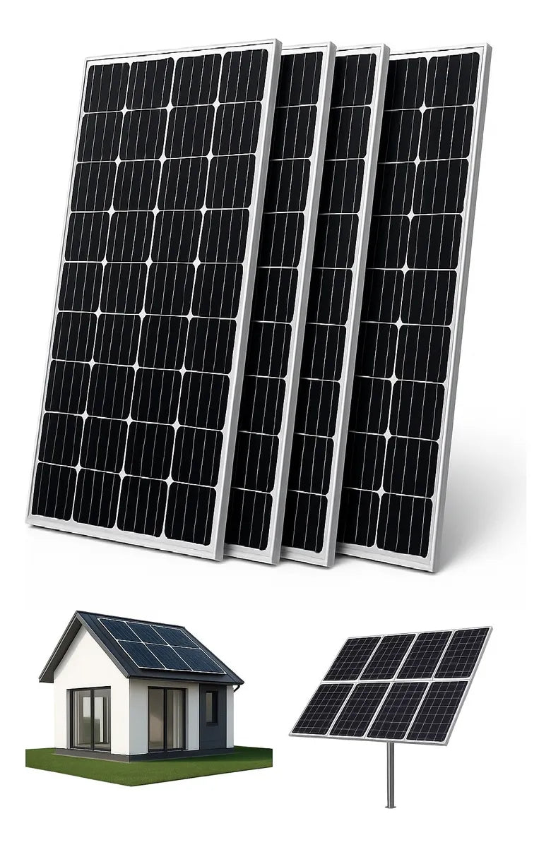 Pack 4 Panel Solar Casa Monocristalino Fotovoltaico 200w 12v