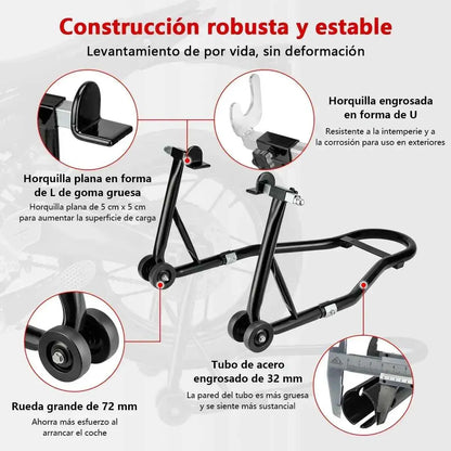 Caballete Elevador Trasero Universal Para Moto Con Ruedas