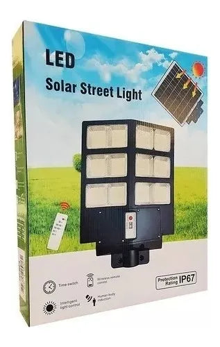 Foco Solar Led Exterior 600w 6500k + Poste + Control Remoto