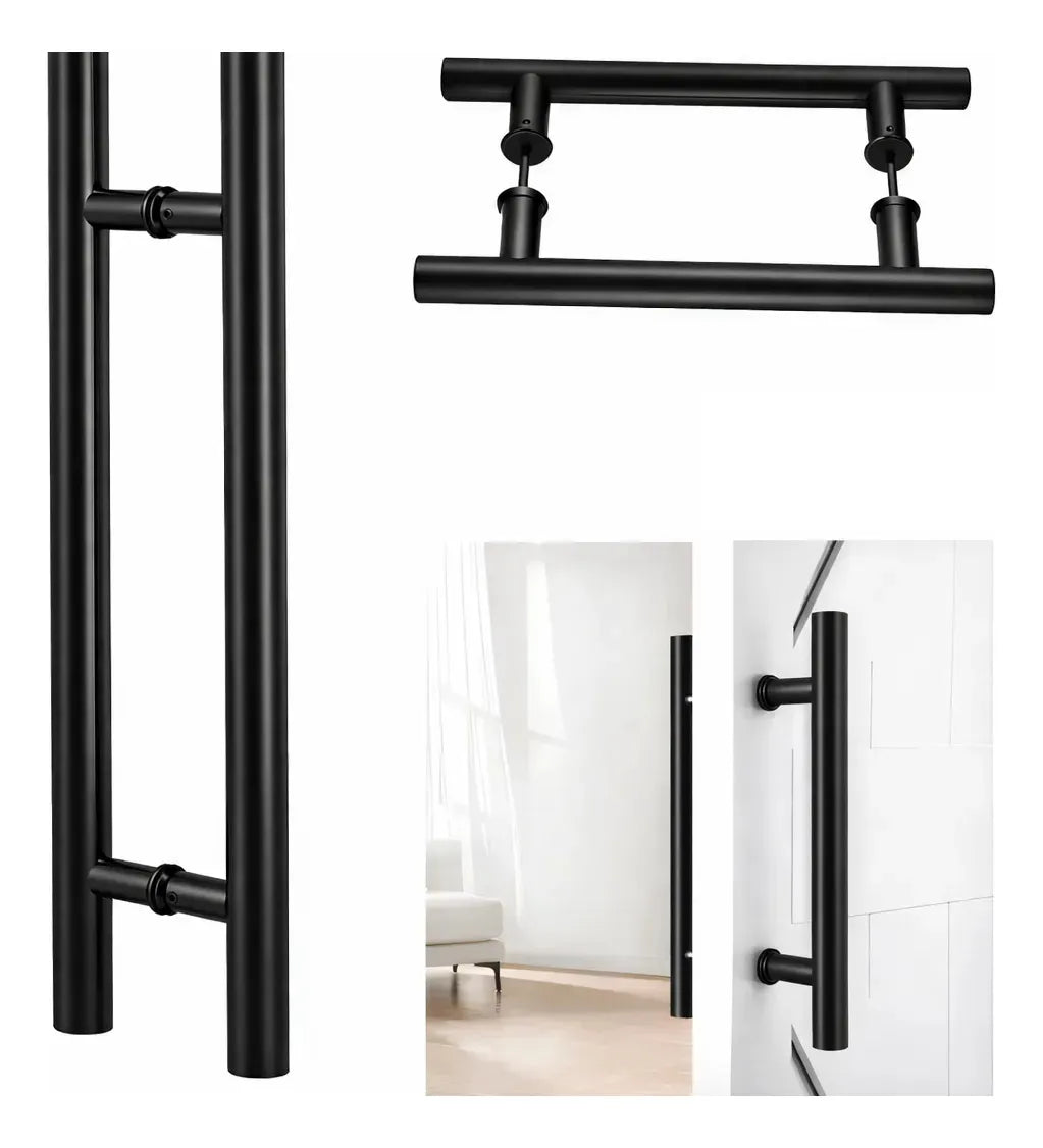 Manillon Negro Para Puertas Acero 49 Cm Puerta Vidrio Madera Negro