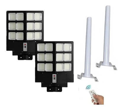 Pack X2 Foco Led Solar 600w Poste Exterior Focos Potentes