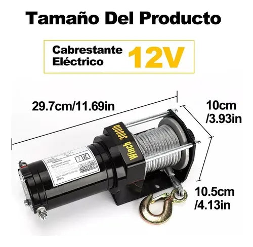 Winche Electrico 3000 Lbs 12v Control Alambrico Kit Arrastre