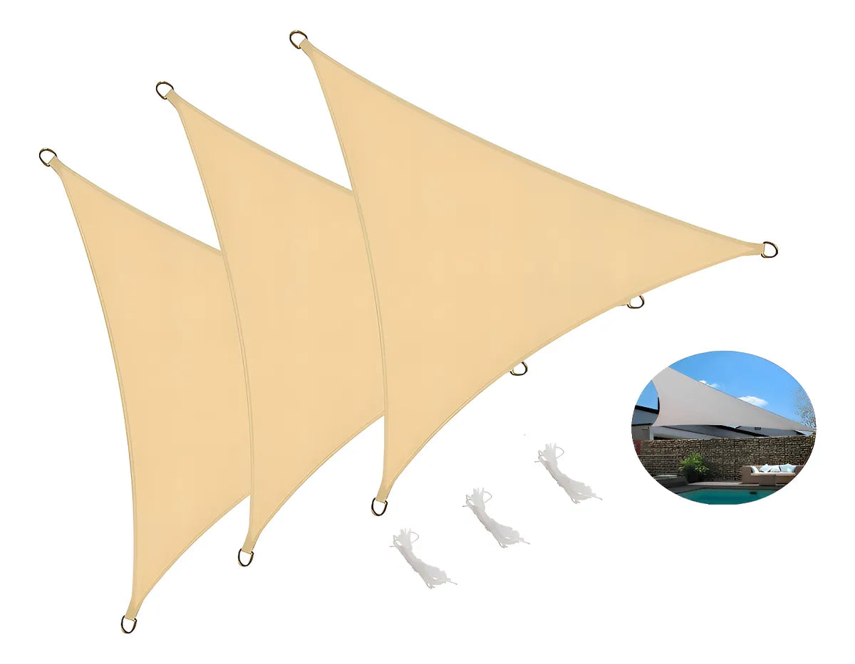Pack X3 Vela Sombra Toldos Vela Malla Triangular 3.6 Metros