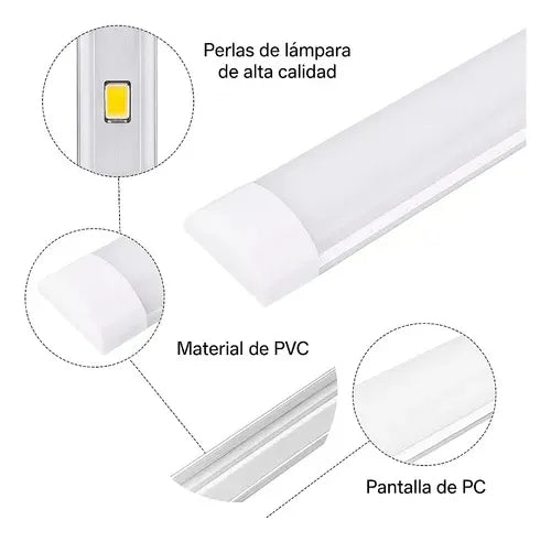 X5 Tubos Led 120cm Canaleta Led Luz Canoa Plana Tubo Led 36w