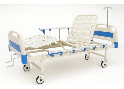 Catre Clinico Manual + Porta Suero + Colchon Color Blanco