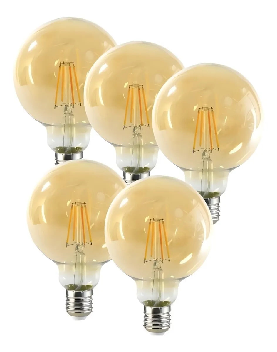 X5 Ampolletas Vintage Ampolleta Led E27 Filamento Globo 6w G80
