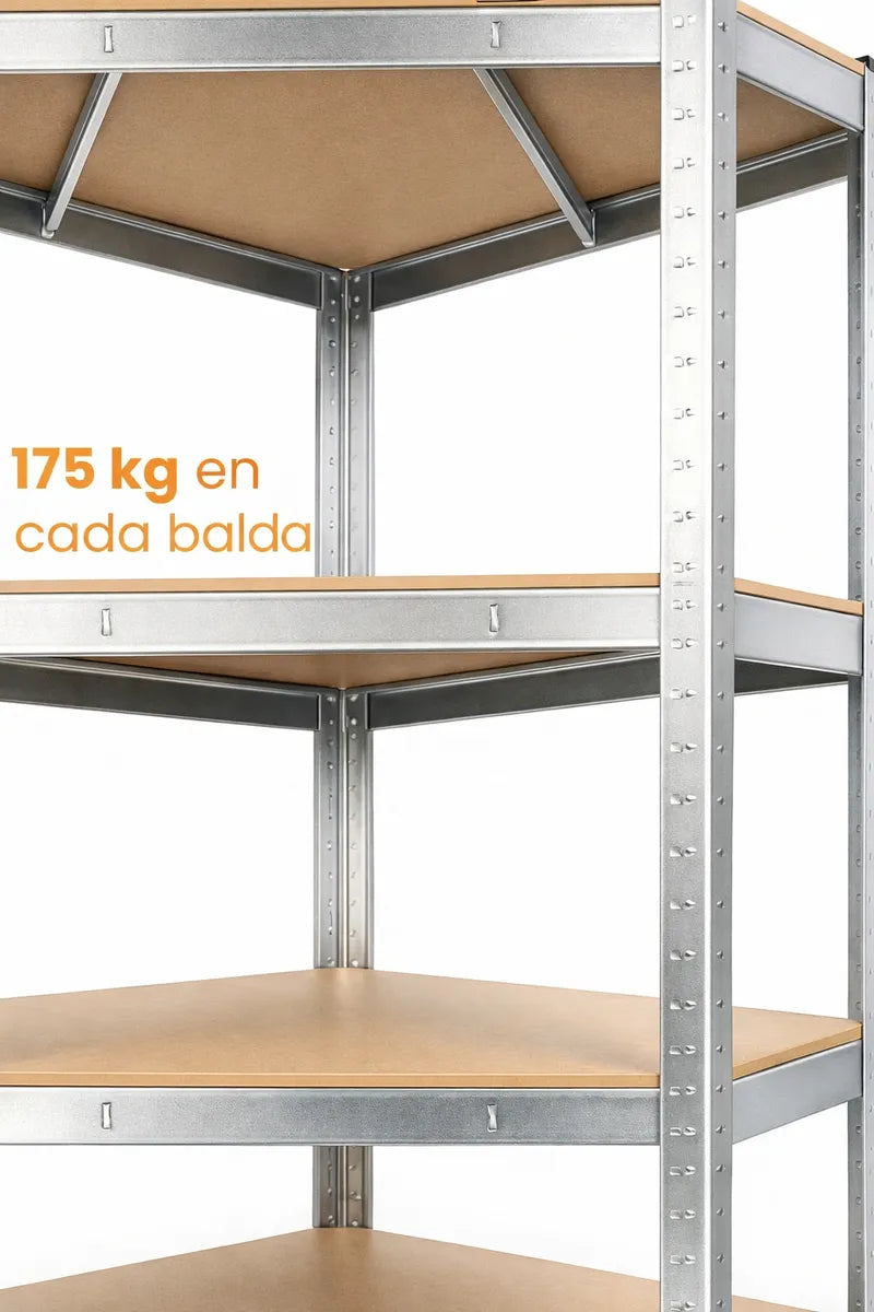 Estante Esquinero Galvanizado 180x90x40 Cm 5 Niveles 300 Kg Metálico