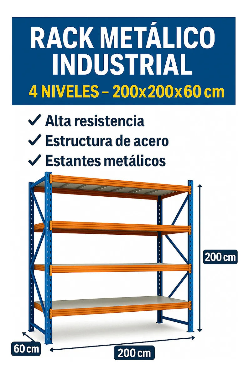 Estanteria Metalica Rack Bodega Repisas Racks 200x200x60cm