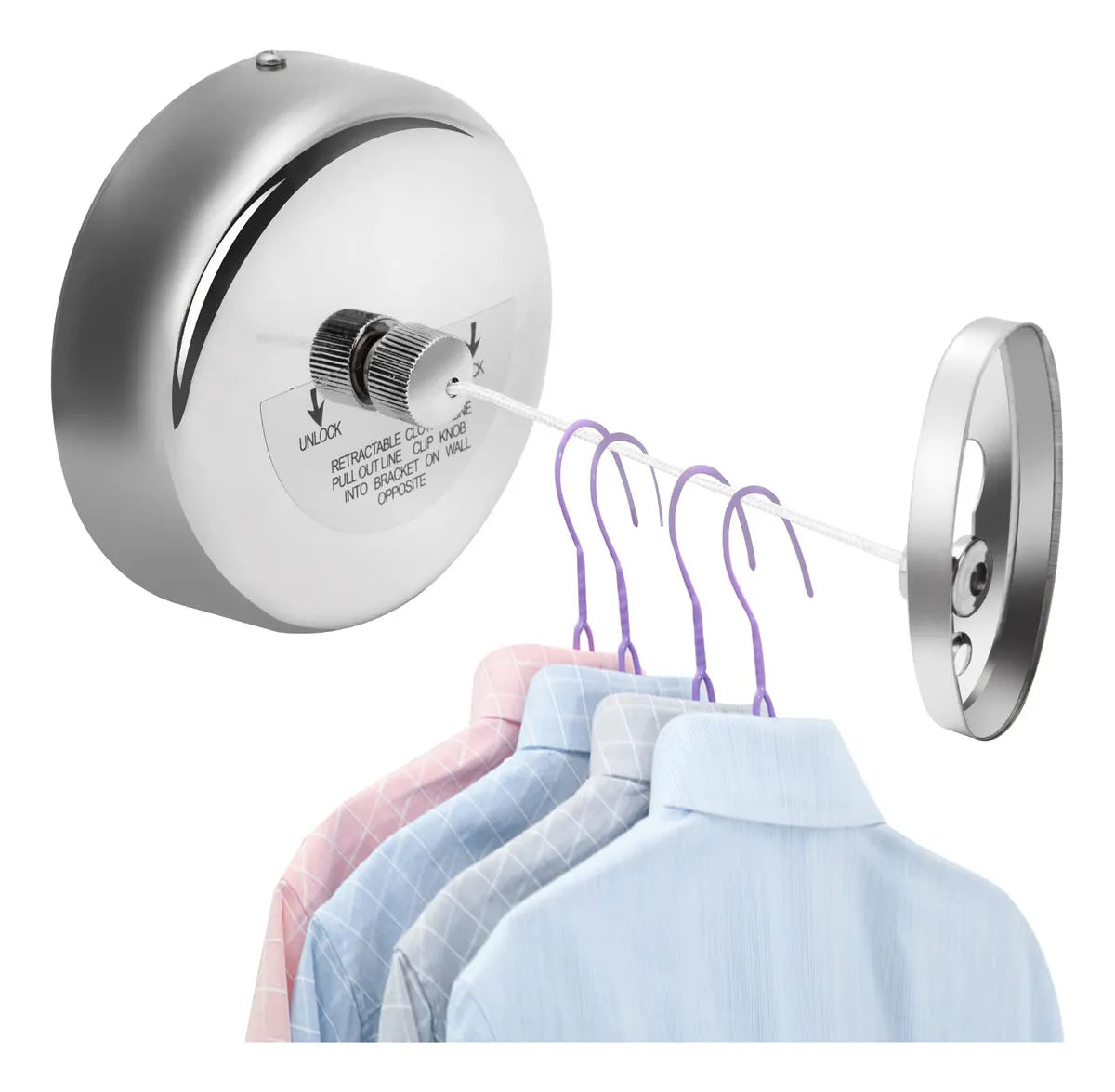 Pack X2 Tendederos Ropa Retractil Colgador Extensible Pared