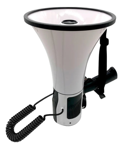Megáfono 80w 1000m Recargable Altavoz Micrófono Sirena Watts Blanco