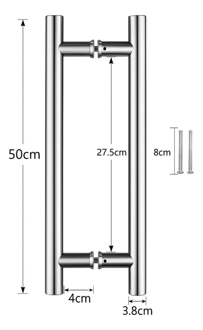 Manillon Plata Acero Inoxidable 50 Cm Para Puerta Par Manija