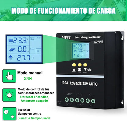 Regulador De Carga Solar Controlador Mppt 100a 12/24/36/48v