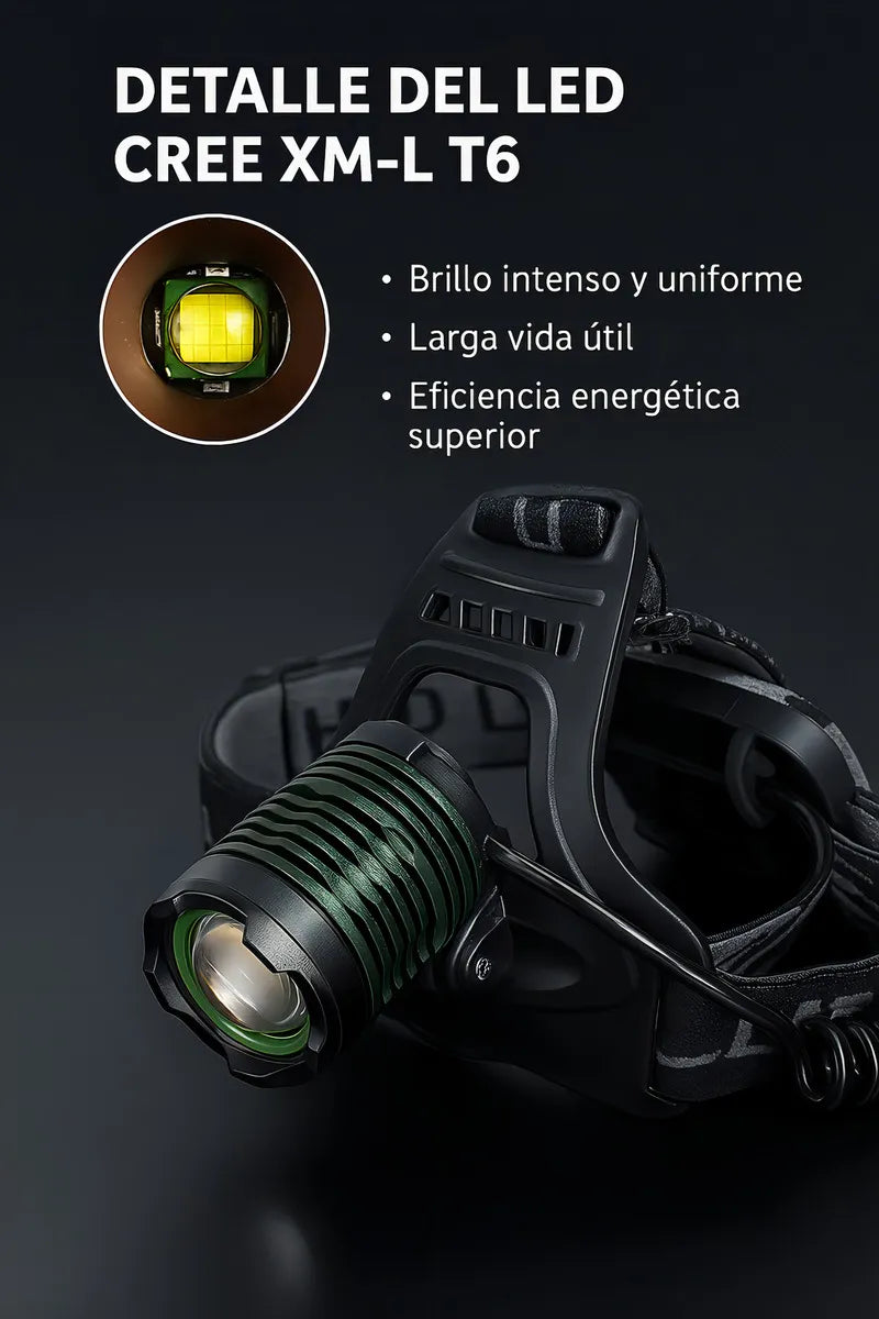 Linterna Cabeza Led Linternas De Caza Cámping Recargable 503