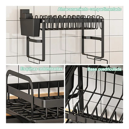 Secador De Platos Escurridor De Loza Acero Cocina 2 Niveles