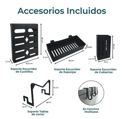 Escurridor De Loza Platos 2 Niveles Puerta Negro Metal 85cm Negro