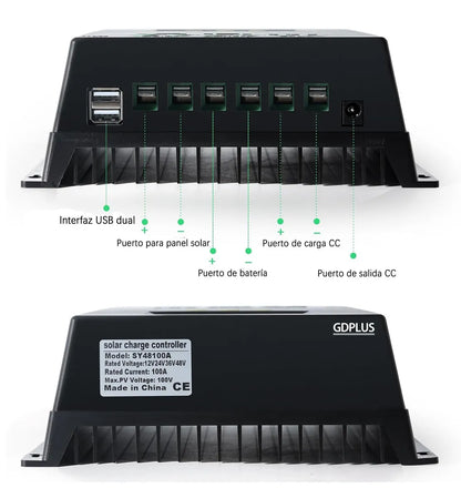 Regulador De Carga Solar Controlador Mppt 100a 12/24/36/48v